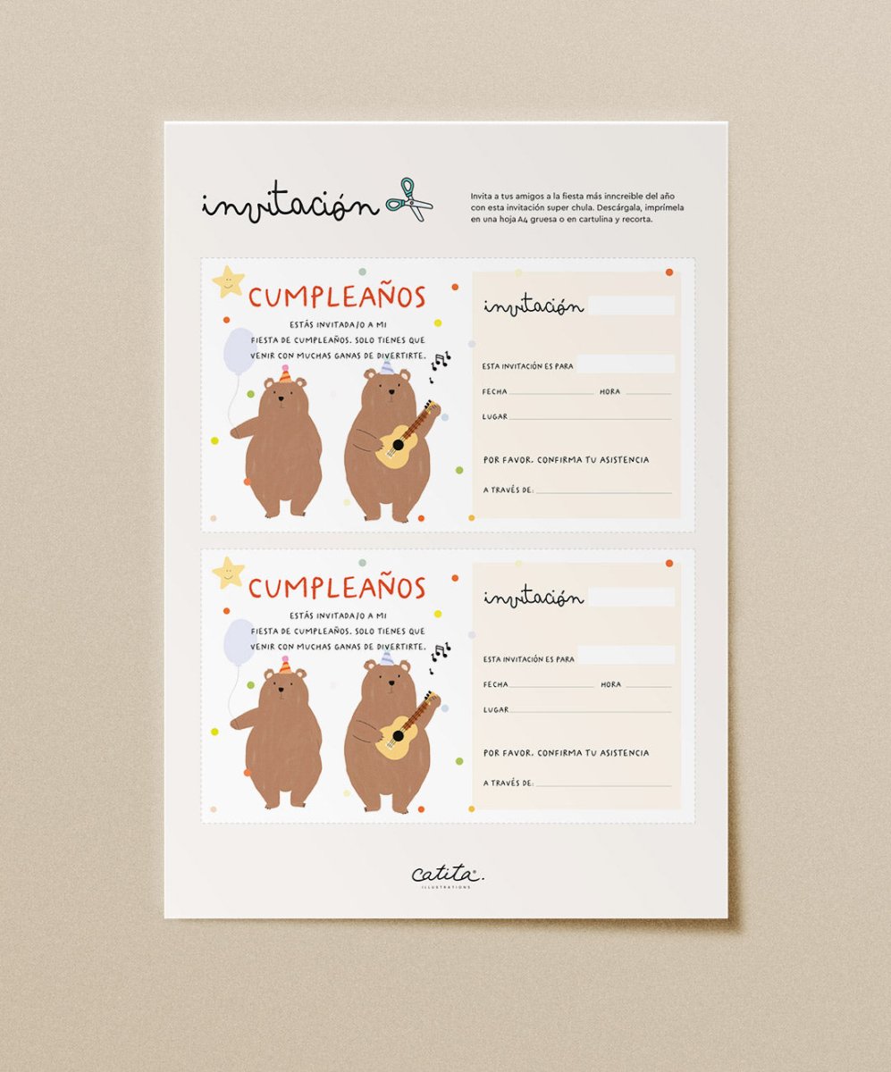 Convite de Aniversário - Printables Catita illustrations